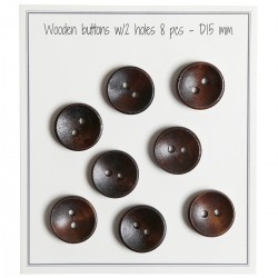 Deep Wooden Buttons - Dark - 8 pcs. Accessories Go Handmade