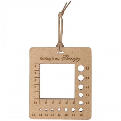 Go Handmade - Medidor de muestras y agujas para labores de punto - Madera - Knitting is my therapy