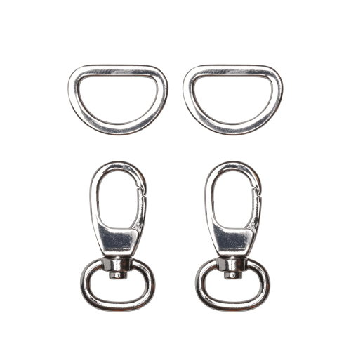Go Handmade - Cierre mosquetón con aros en forma de D - 2 unidades - 35 mm - Silver